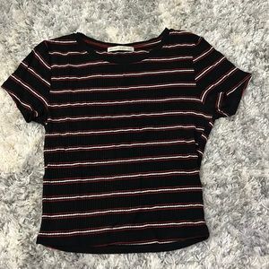 Active USA Black and Red Striped Tee